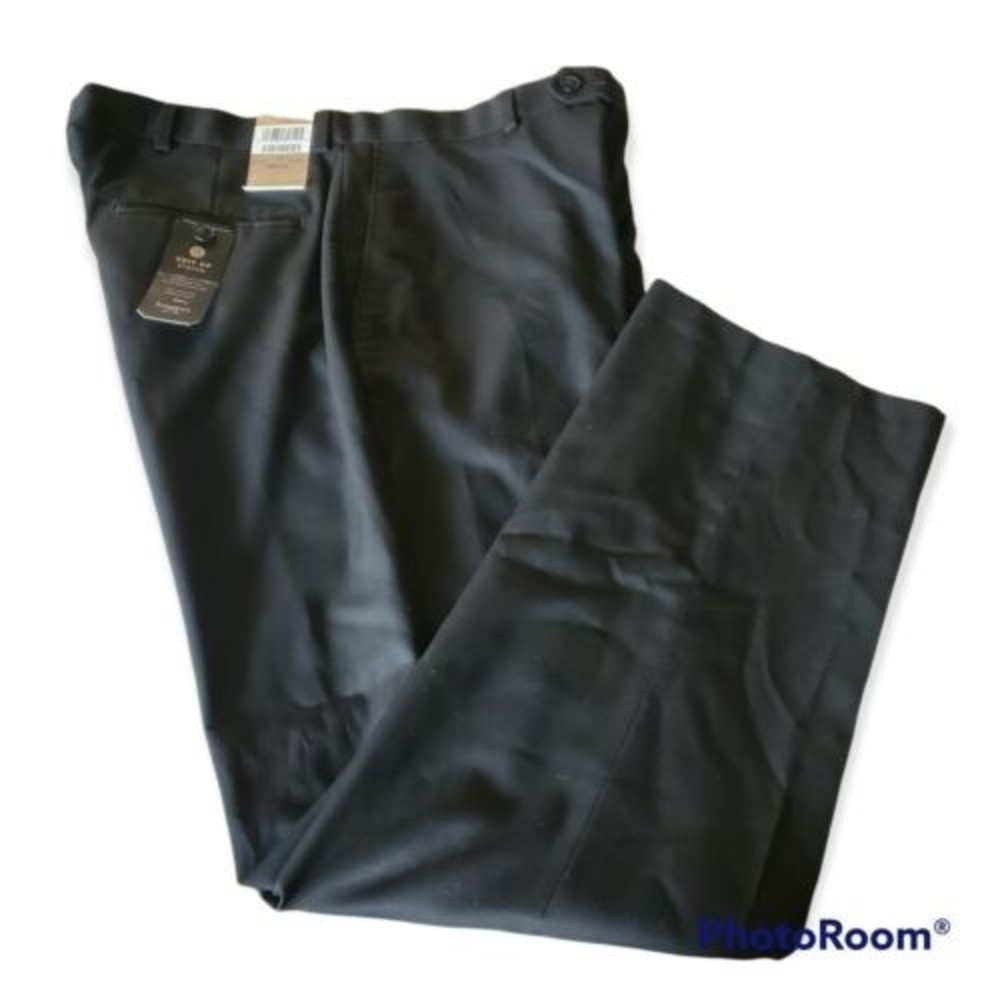 Men's haggar 34Wx30L plain front black dress pants
